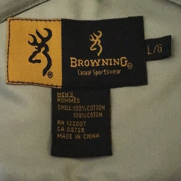 BROWNING tan plaid button down shirt large - Picture 8 of 9